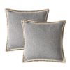 Set of 2 20" x 20" Throw Pillow Covers Gray Linen Trimmed Cushion Covers,