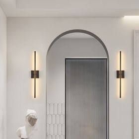 2-Pack 28" Modern Minimalist Indoor LED Wall Sconces, Black Matte Finish. Home or Hotel Wall Light Fixtures.