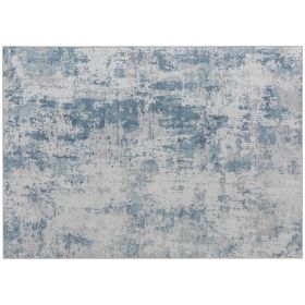 4’ x 6’ Machine Washable Blue Area Rug, Non-Slip Modern Abstract Floor Carpet