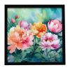 8” x 8” Watercolor “Indiana Peonies” Framed Metal Print, Ready to Hang