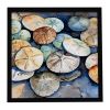 Framed Metal Sand Dollars Art Print. Ready to Hang, Square, 8" X 8"