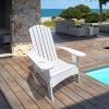 White Wood Adirondack Chair with Umbella Holder Hole on the Arm