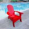 Red Wood Adirondack Chair with Umbrella Holder Hole on the Arm
