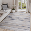 LOOM & LUXE Stain Resistant Area Rug 8' X 10' Ivory/Blue Striped. Non-Shedding