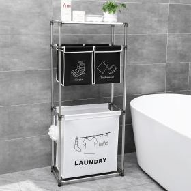 3 Tier Laundry Hamper and Sorter with 4 Removable Bags for Organizing Clothes, Laundry, Lights, Darks ,Three hooks