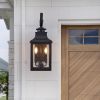 23"h Vintage Black Metal Sconce with Clear Seeded Glass for Porch, Patio, and Garden (Bulb Not Included)