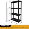 Black 4-Tier 57"H x 14"D x 30"W Plastic Garage Storage Heavy Duty Shelving Unit. 400 lbs Total Capacity
