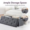 Gray End of Bed Storage Ottoman Bench Foot Rest.  Bench, Storage Chest.  43"D x 14.9"W x 15”H.