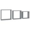 3 Pieces Wall Gray MDF (Medium Density Fiberboard) Cube Shelves