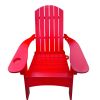 Red Wood Adirondack Chair with Umbrella Holder Hole on the Arm