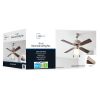 42” Satin Nickel Downrod Ceiling Fan with Light Kit. 4 Blades, Reverse Airflow. Pull-chain Operation