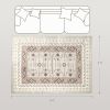 4’ x 6; Machine Washable Boho Print Area Rug. Non-Slip. Ivory and Brown.