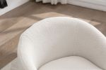 Ivory  Teddy Fabric Barrel Armchair Chair With Black Powder Coated Round Metal Swivel Bottom