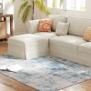 4’ x 6’ Machine Washable Blue Area Rug, Non-Slip Modern Abstract Floor Carpet