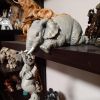 Charming Desktop Resin Elephant Mama and Babies Sculpture