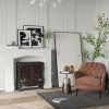 29" White Modern Fireplace Mantel. Decorative Geometric Pattern.