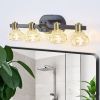 4-Light Vintage Vanity Wall Sconce for Bathroom and more, with Clear Crystal Lampshades and Black and Brass Iron Finish (No Bulbs)
