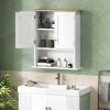 White Wall Mounted Bathroom Cabinet with 2 Doors and Adjustable Shelf