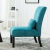 Teal Blue Pisano Contemporary Chenille Fabric Armless Accent Chair with Pillow.