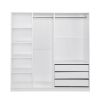 White Doorless Wooden Storage Wardrobe for Bedroom with Shelves and 3 Drawers