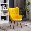 Yellow Doarnin Contemporary Silky Velvet Tufted Button Back Accent Chair