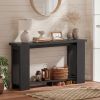 63" Narrow Entryway Farmhouse Console Table with Thickened Tabletop. Distressed Black