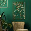 4 Pieces Gold Metal Wall Art. Minimalist Feminine Floral Motif