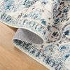 6' x 2' Distressed Vintage Blue/Beige Runner Rug. Non-Slip, Machine Washable.