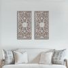 2 Pcs. Botanical Panel Distressed Carved Wood Wall Decor Set