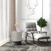 Concrete Finish Round Accent Table with 4 Adjustable Feet for Indoor Outdoor