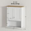 White Wall Mounted Bathroom Cabinet with 2 Doors and Adjustable Shelf