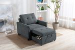 35" Hannah Dark Gray Woven Convertible Armchair
