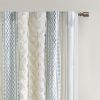 50"x 84" Imani Cotton Printed Curtain Panel with Chenille Stripe and Lining. White/Blue