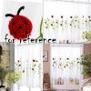 59” x 30” Semi-Sheer Lace Embroidery Short Kitchen Window Curtain. Ladybug Motif