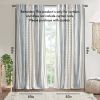 50"x 84" Imani Cotton Printed Curtain Panel with Chenille Stripe and Lining. White/Blue
