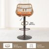 Set of 2 COOLMORE Modern Swivel Bar Stools. Wicker and Brown. Adjustable Counter Height Chairs with Footrest.