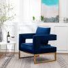 Lenola Contemporary Upholstered Accent Arm Chair in Blue