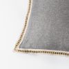 Set of 2 20" x 20" Throw Pillow Covers Gray Linen Trimmed Cushion Covers,