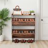Farmhouse Style Shoe Storage Cabinet with 2 Flip Drawers. Metal Legs and Anti-Tipping Device