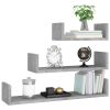 Set of 3 Grey Wood floating Shelves. Small, Medium, Large