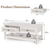 Farmhouse Style 2 Tier Coffee Table with 2 Rattan Drawers and Storage Shelf