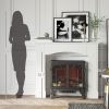 29" White Modern Fireplace Mantel. Decorative Geometric Pattern.