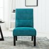 Teal Blue Pisano Contemporary Chenille Fabric Armless Accent Chair with Pillow.