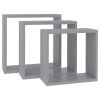 3 Pieces Wall Gray MDF (Medium Density Fiberboard) Cube Shelves