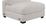 Beige Armless Upholstered Chair, Wide-Welt Corduroy With Wooden Legs