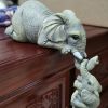 Charming Desktop Resin Elephant Mama and Babies Sculpture