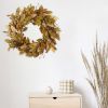 20" Handcrafted Fall Wreath Adorned with Brown Magnolia Leaves and Pomegranate Berries