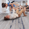 LOOM & LUXE Stain Resistant Area Rug 8' X 10' Ivory/Blue Striped. Non-Shedding