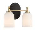 Vortex Two Lights Vanity Bathroom Mirror Wall Sconce With White Frosted Glass Lampshades