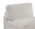 Beige Armless Upholstered Chair, Wide-Welt Corduroy With Wooden Legs